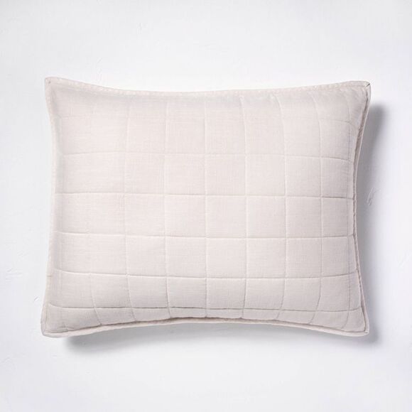 Casaluna -  Linen-Blend Pillow Sham Minimalist OEKO-T Natural - Picture 1 of 4